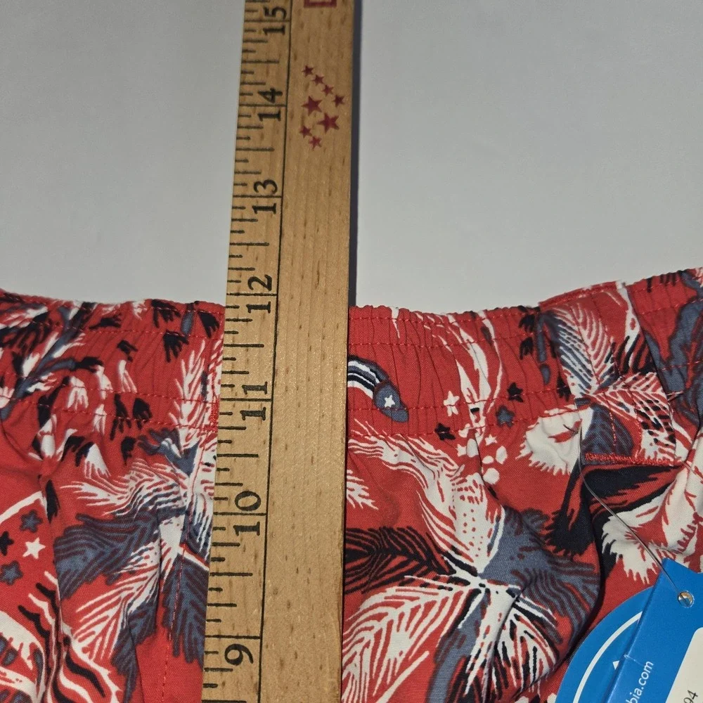 Columbia PFG Mens Medium Red Tropical Palm Marlin Swim Trunks Shorts UPF 50 New